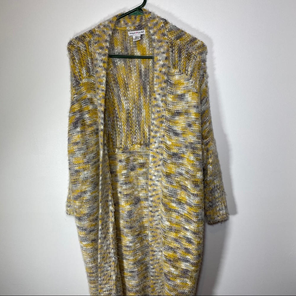 multi colored extra long cardigan size medium